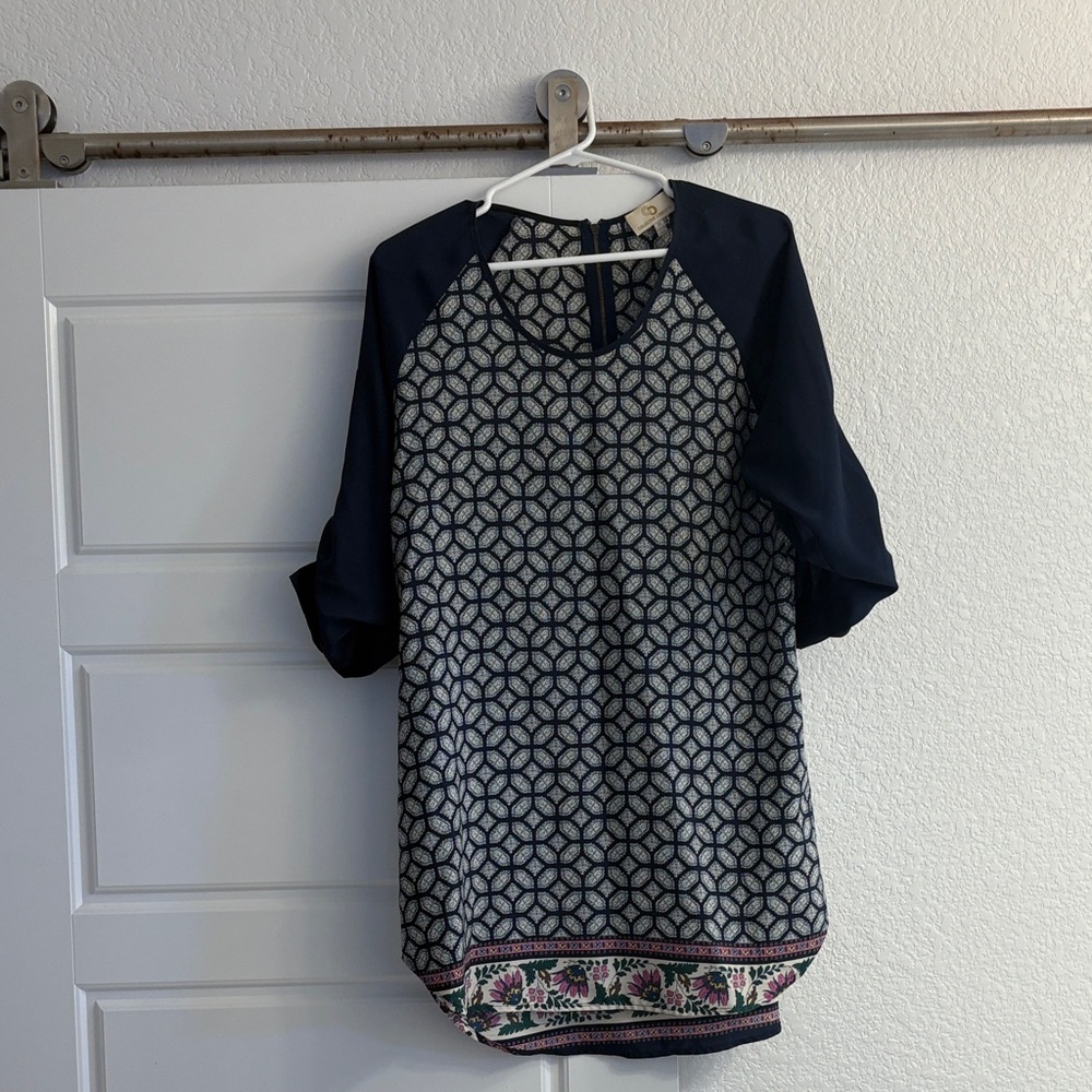 Collective Concepts Navy and White Geometric Dress